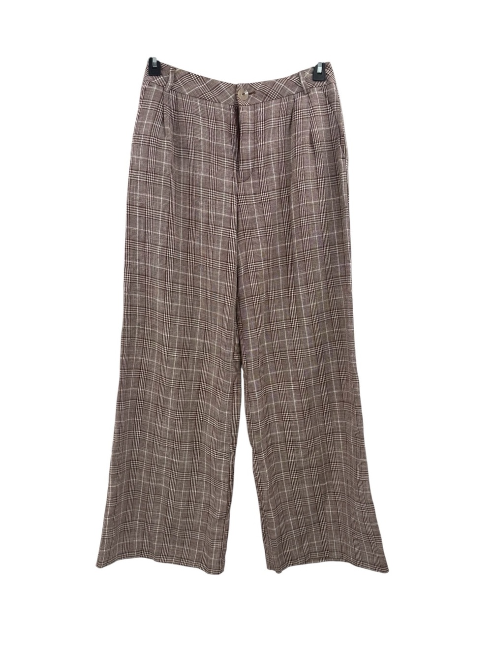 Maeve Anthropologie Plaid Wide Leg Pants Brown Trouser Size 8 - Picture 3 of 11